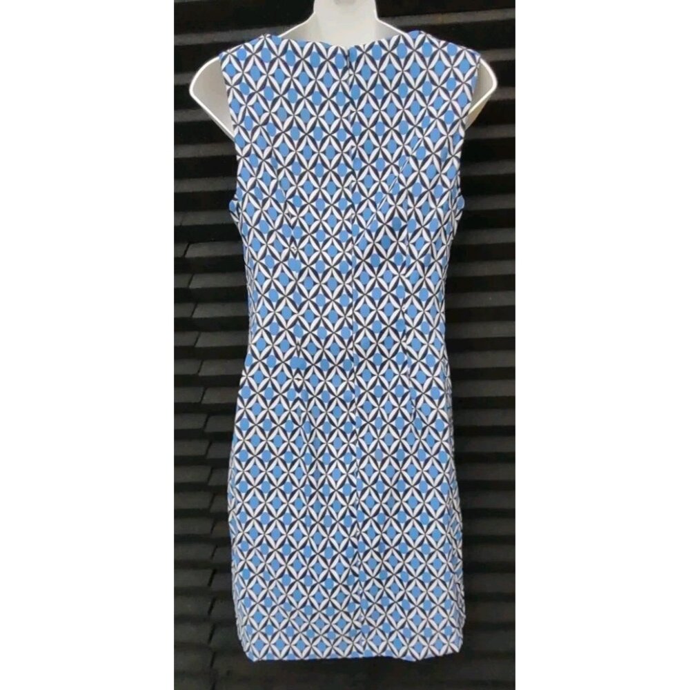 AB Studio Women Dress With Necklace Sleeveless Midi Size 6 Dots Black White Blue - Picture 3 of 12